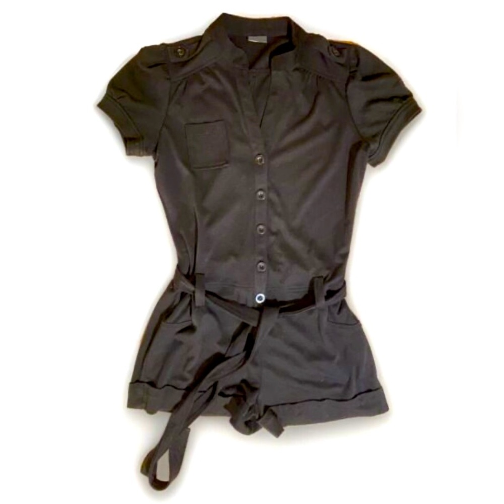 FREDRICKS OF HOLLYWOOD Black Romper with Belt Size Large